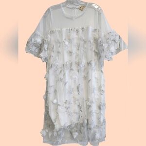 POL Sheer White Floral Midi Dress size Small